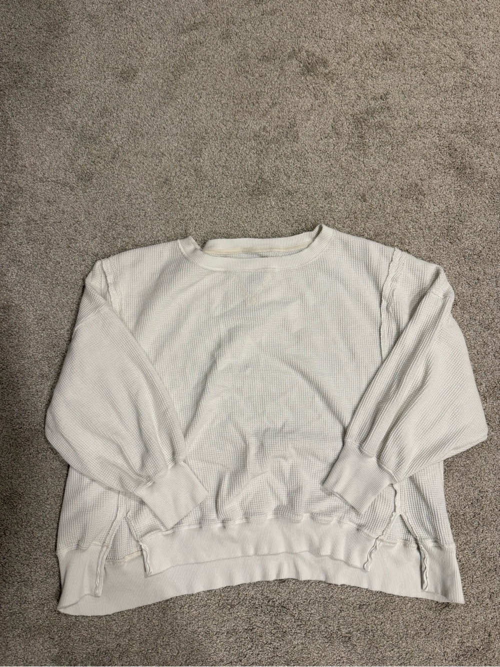 aerie Cream Waffle-Knit Crewneck Sweater